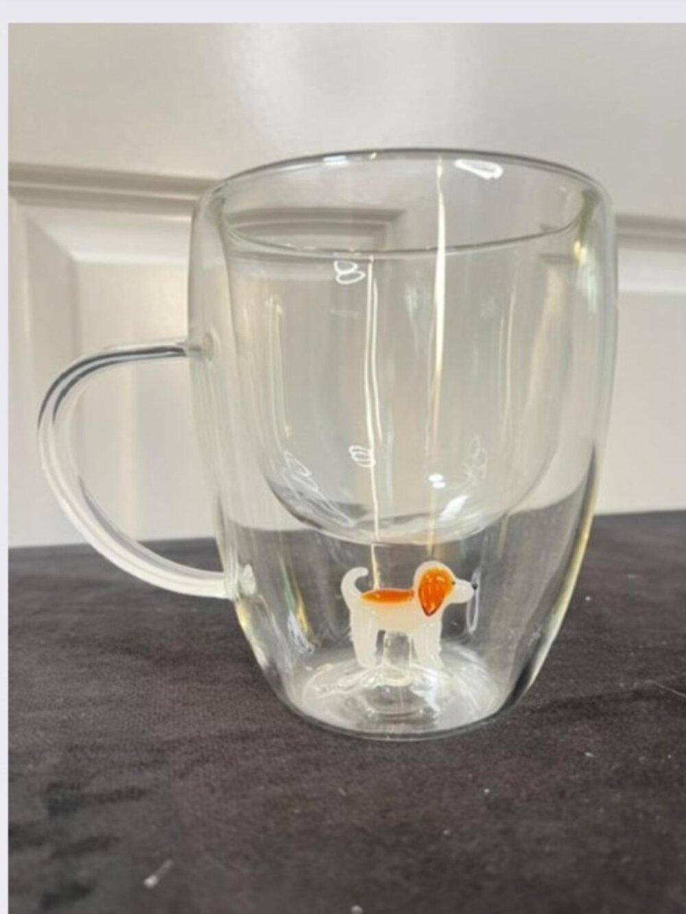 Anthropologie Double-Wall Glass Dog Mug – Brown & White Dog - NWT - Picture 4 of 8